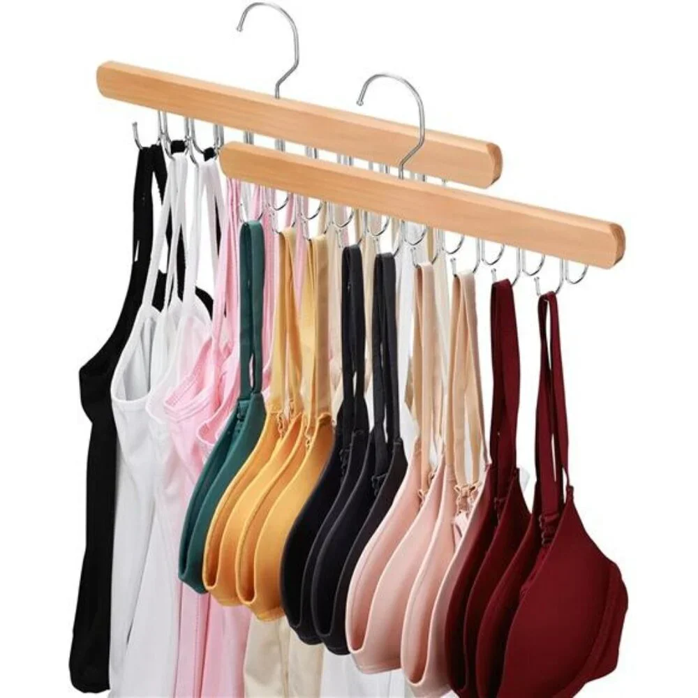 Wooden Bra Hanger Closet Organizer Tank Top Holder with 40 Hooks Space Saving